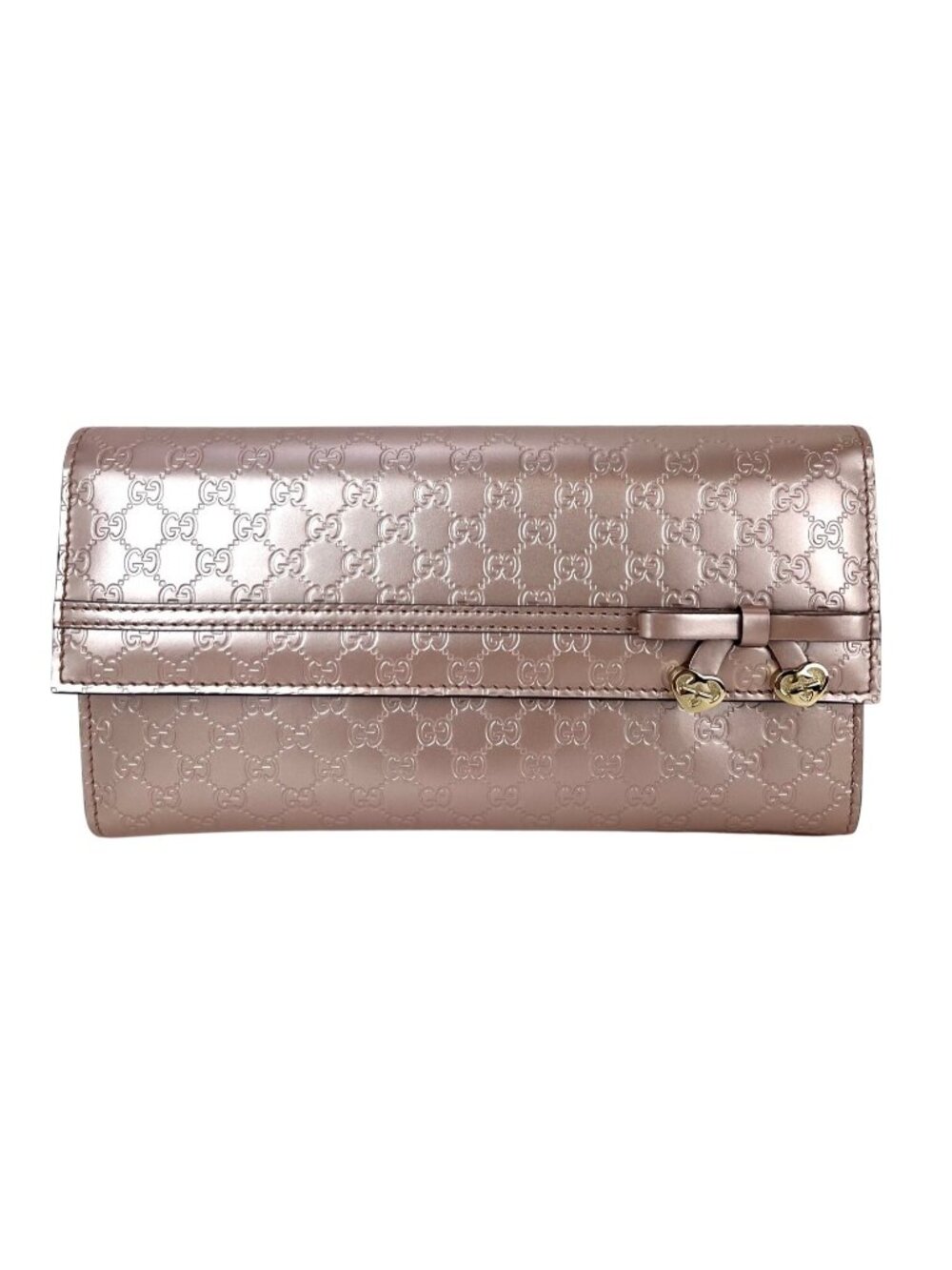 Gucci Mayfair Guccissima Continental Metallic Pink Leather Wallet